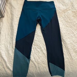 Blue Color Block Lululemon Leggings Sz 10